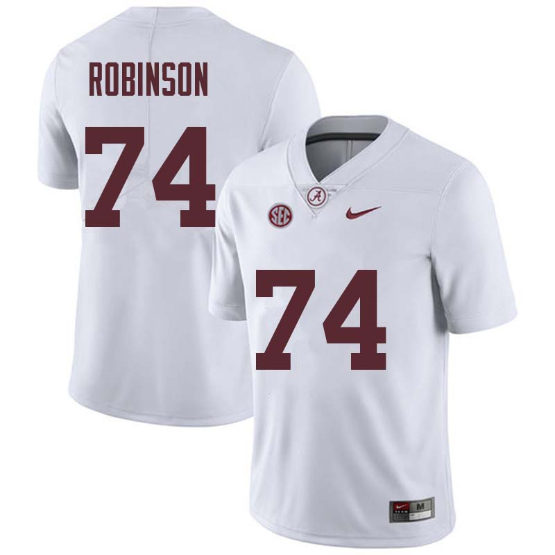 Men #74 Cam Robinson Alabama Crimson Tide College Football Jerseys Sale-White